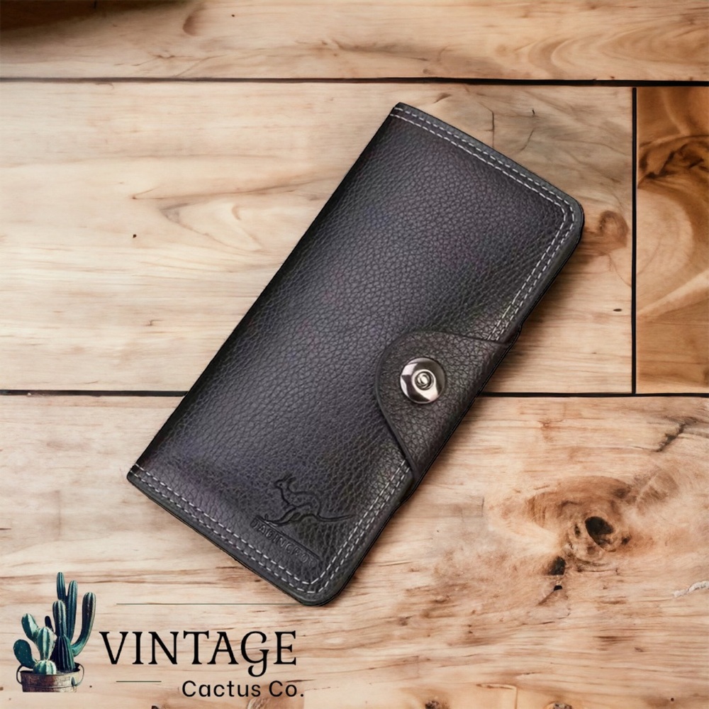 New! Long Vegan Leather Long Credit Card Wallet w/Magnetic Closure & Coin Slot!